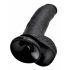 King Cock 9 - didelis, su siurbtuku, su sėklidėmis dildo (23 cm) - juodas