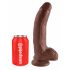 King Cock 9 - didelis dildo su siurbtuku ir sėklytėmis (23 cm) - rudas