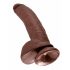 King Cock 9 - didelis dildo su siurbtuku ir sėklytėmis (23 cm) - rudas