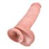 King Cock 11 - didelis prisitvirtinantis dildo su sėklidėmis (28cm) - natūralus 