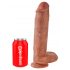 King Cock 11 - didelis siurbtuku, su sėklidėmis dildo (28cm) - tamsiai natūrali spalva 