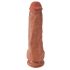 King Cock 11 - didelis siurbtuku, su sėklidėmis dildo (28cm) - tamsiai natūrali spalva 