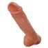 King Cock 11 - didelis siurbtuku, su sėklidėmis dildo (28cm) - tamsiai natūrali spalva 