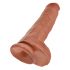 King Cock 11 - didelis siurbtuku, su sėklidėmis dildo (28cm) - tamsiai natūrali spalva 