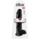 King Cock 11 - didelis siurbtukais, kapšelį turintis dildo (28cm) - juodas 