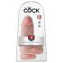 King Cock 9 Chubby - prilimpančiu pagrindu, sėklidėtas dildo (23cm) - natūralus