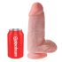 King Cock 9 Chubby - su siurbtuku, sėklidėmis dildo (23 cm) - natūrali spalva 