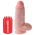 King Cock 9 Chubby - prilimpančiu pagrindu, sėklidėtas dildo (23cm) - natūralus