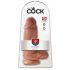 King Cock 9 Chubby - lipnus pagrindas, su kapšeliu dildo (23cm) - tamsiai natūrali spalva 