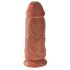 King Cock 9 Chubby - lipnus pagrindas, su kapšeliu dildo (23cm) - tamsiai natūrali spalva 