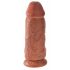 King Cock 9 Chubby - lipnus pagrindas, su kapšeliu dildo (23cm) - tamsiai natūrali spalva 