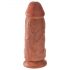 King Cock 9 Chubby - lipnus pagrindas, su kapšeliu dildo (23cm) - tamsiai natūrali spalva 