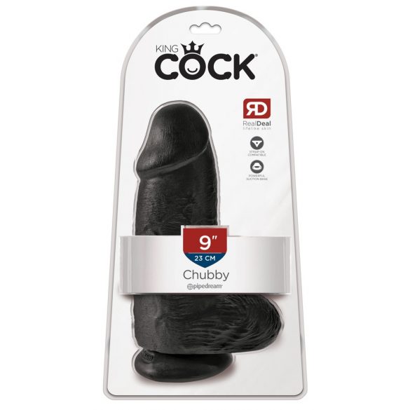 King Cock 9 Chubby - su prilipusia baze, su kapšeliu dildo (23 cm) - juodas 