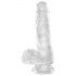 King Cock Clear 6 - su siurbiamu dugnu, su sėklidėmis mažas dildo (15cm) 