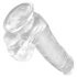 King Cock Clear 6 - su siurbiamu dugnu, su sėklidėmis mažas dildo (15cm) 