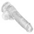 King Cock Clear 6 - su siurbiamu dugnu, su sėklidėmis mažas dildo (15cm) 