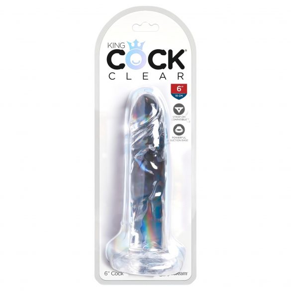 King Cock Clear 20 - prilimpančios pagrindo dildo su sėklidėmis (20cm) 