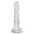 King Cock Clear 20 - prilimpančios pagrindo dildo su sėklidėmis (20cm) 