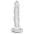 King Cock Clear 20 - prilimpančios pagrindo dildo su sėklidėmis (20cm) 