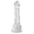 King Cock Clear 7 - lipniuoju padu, su sėklidėmis dildo (18 cm) 