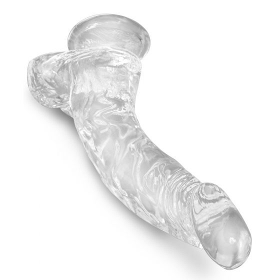 King Cock Clear 7.5 - su siurbtuku, su kapšeliu dildo (19cm)