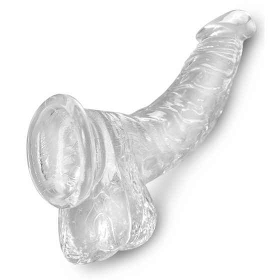 King Cock Clear 7.5 - su siurbtuku, su kapšeliu dildo (19cm)