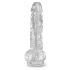 King Cock Clear 8 - siurbtukas pagrindas dildo su sėklidėmis (20cm) 