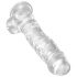 King Cock Clear 8 - siurbtukas pagrindas dildo su sėklidėmis (20cm) 