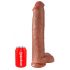 King Cock 15 - su didelių sėklidėmis, prisisiurbiančiu padu, milžiniškas dildo (38cm) - tamsi natūrali spalva 