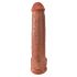 King Cock 15 - su didelių sėklidėmis, prisisiurbiančiu padu, milžiniškas dildo (38cm) - tamsi natūrali spalva 