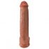 King Cock 15 - siurbtuku pagrindu, su sėklidėmis, milžiniškas dildo (38 cm) - tamsiai natūrali spalva