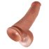 King Cock 15 - su didelių sėklidėmis, prisisiurbiančiu padu, milžiniškas dildo (38cm) - tamsi natūrali spalva 