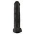 King Cock 15 - siurbtukas pagrindas su sėklidėmis didelis dildo (38 cm) - juodas 