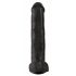 King Cock 15 - prilimpančia pado dalis, su sėklidėmis (38 cm) - juoda