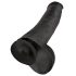 King Cock 15 - siurbtukas pagrindas su sėklidėmis didelis dildo (38 cm) - juodas 