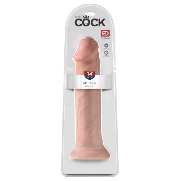 King Cock 14 - su pritvirtinta pagrindu, didelis dildo (36cm) - natūralios spalvos 