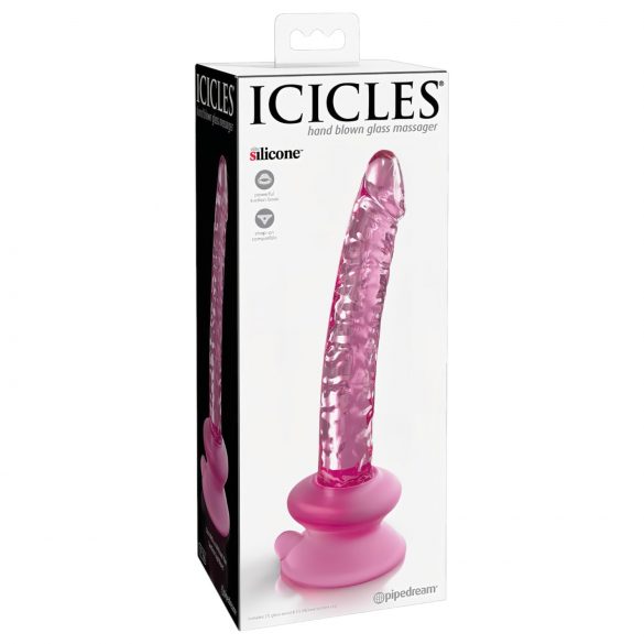 Icicles No. 86 - stiklinis falas formos dildo (rožinis)