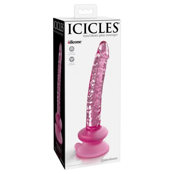 Icicles Nr. 86 - penio formos stiklinis dildo (rožinis)""