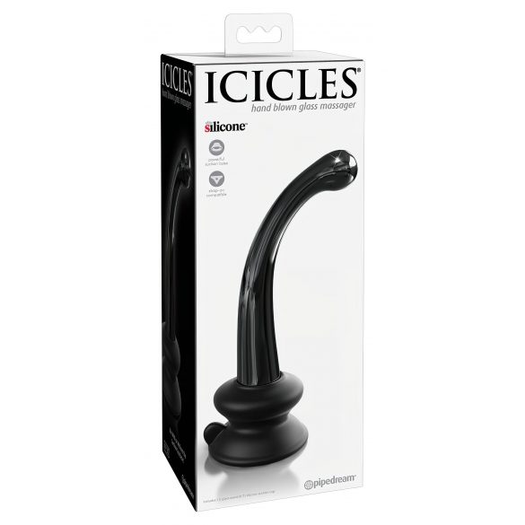 Icicles No. 87 - G ir P taškų stiklinis dildo (juodas) 