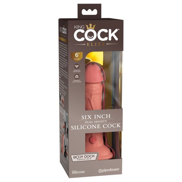 King Cock Elite 6 - tikroviškas dildo su siurbtuku (15 cm) - natūrali spalva 