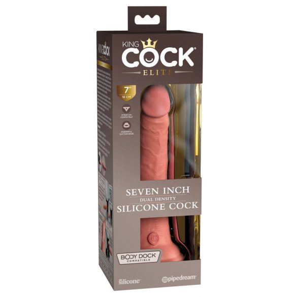 King Cock Elite realistiškas siurbtukas dildo (18 cm) - natūralus 