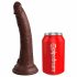 King Cock Elite 7 - tikroviškas dvigubo sluoksnio dildo su siurbtuku (18 cm) - ruda 