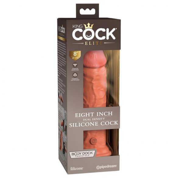 King Cock Elite 8 - tvirtas pagrindas dildo (20 cm) - tamsi natūrali spalva