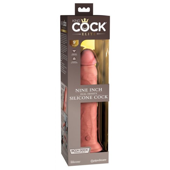 King Cock Elite 9 - dvisluoksnis, prisitvirtinantis, realistiškas dildo (23cm) - natūralus