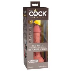   King Cock Elite 6 - su siurbtuku, tikroviškas vibratorius 15 cm (tamsiai natūralus)