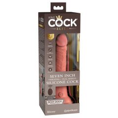   King Cock Elite 7 - su siurbtuku, nuotoliniu būdu valdomas realistiškas vibratorius 18cm - natūralus