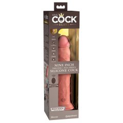  King Cock Elite 9 - prisitvirtinantis, nuotoliniu būdu valdomas tikroviškas vibratorius 23cm - natūrali spalva
