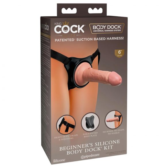 King Cock Elite Pradedantiesiems - prisegamas dildo su diržu (natūralios spalvos) 