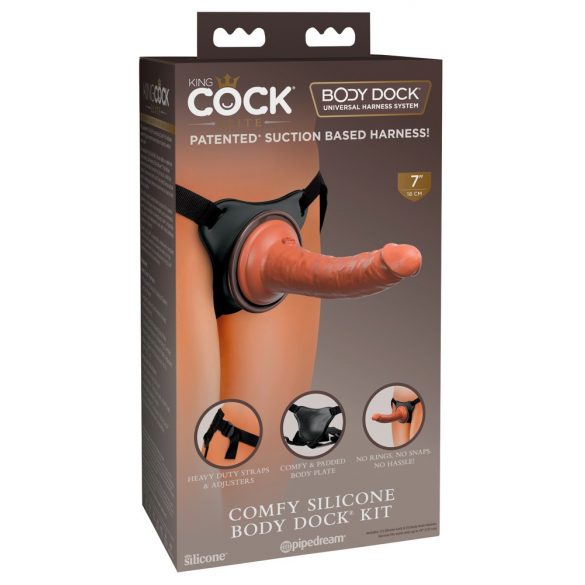 King Cock Elite Comfy - prisegamas dildo su diržu (tamsi natūrali spalva)