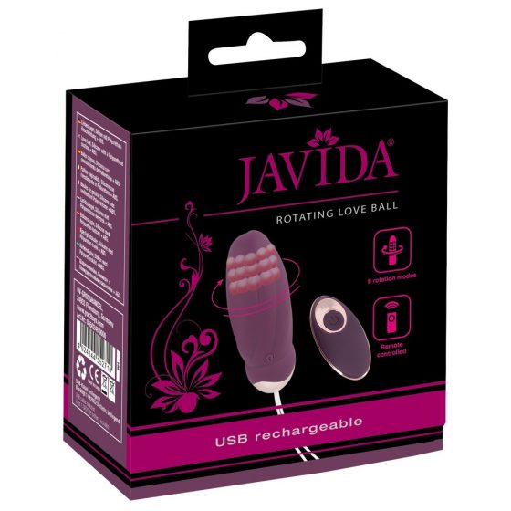Javida - belaidis, besisukantis rutuliais vibro kiaušinis (violetinis)